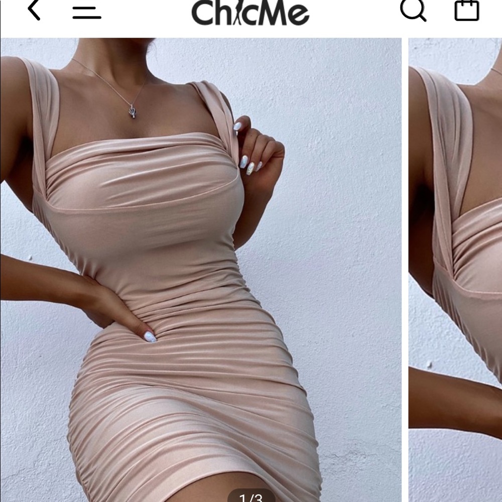Chic Me Thick Strap Sleeveless Ruched Bodycon Dress